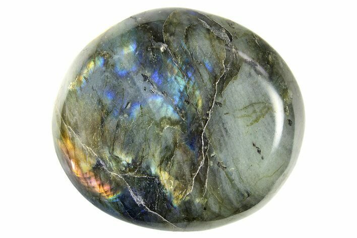 Flashy, Polished Labradorite Palm Stone - Madagascar #290546